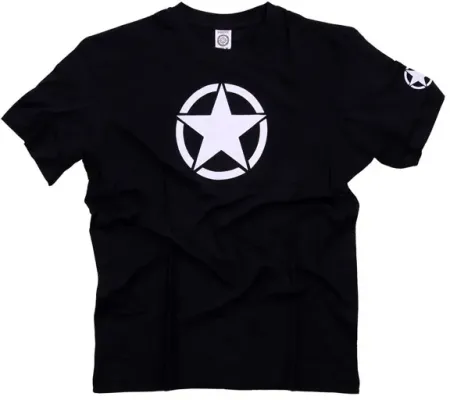 Army Surplus Fostex White Star T-shirt Black Size Small (133380-BLK-S)