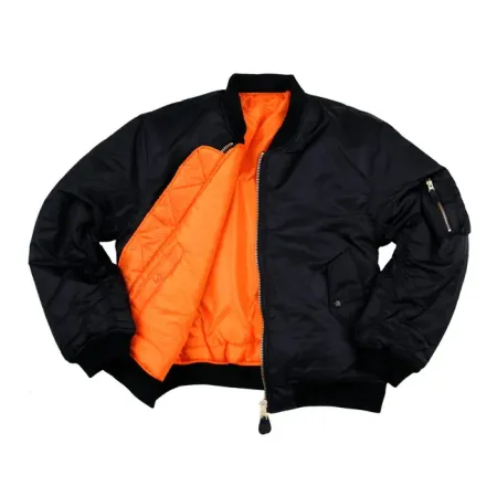 Army Surplus MA-1 Bomber Flight Jacket Black Size Large (1214011-L)