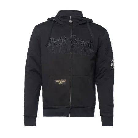 West Coast Choppers Zip Hoodie Por Vida With Aramid Fiber By Dupont Black Size XL (WCCHD171ZWXL)