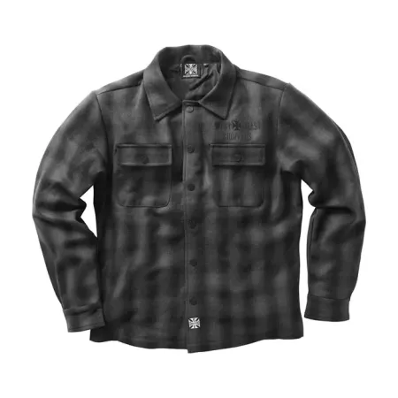 West Coast Choppers Wool Lined Plaidshirt Black/Grey Size Medium (WCCJS047GRM)